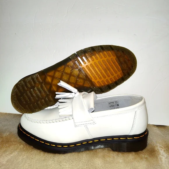 Dr. Martens ADRIAN YELLOW STITCH LEATHER TASSEL LOAFERS Men\'s Sz 8 Adrian Yellow Stitch Ambassador Leather Loafers in Cashew  main image 4